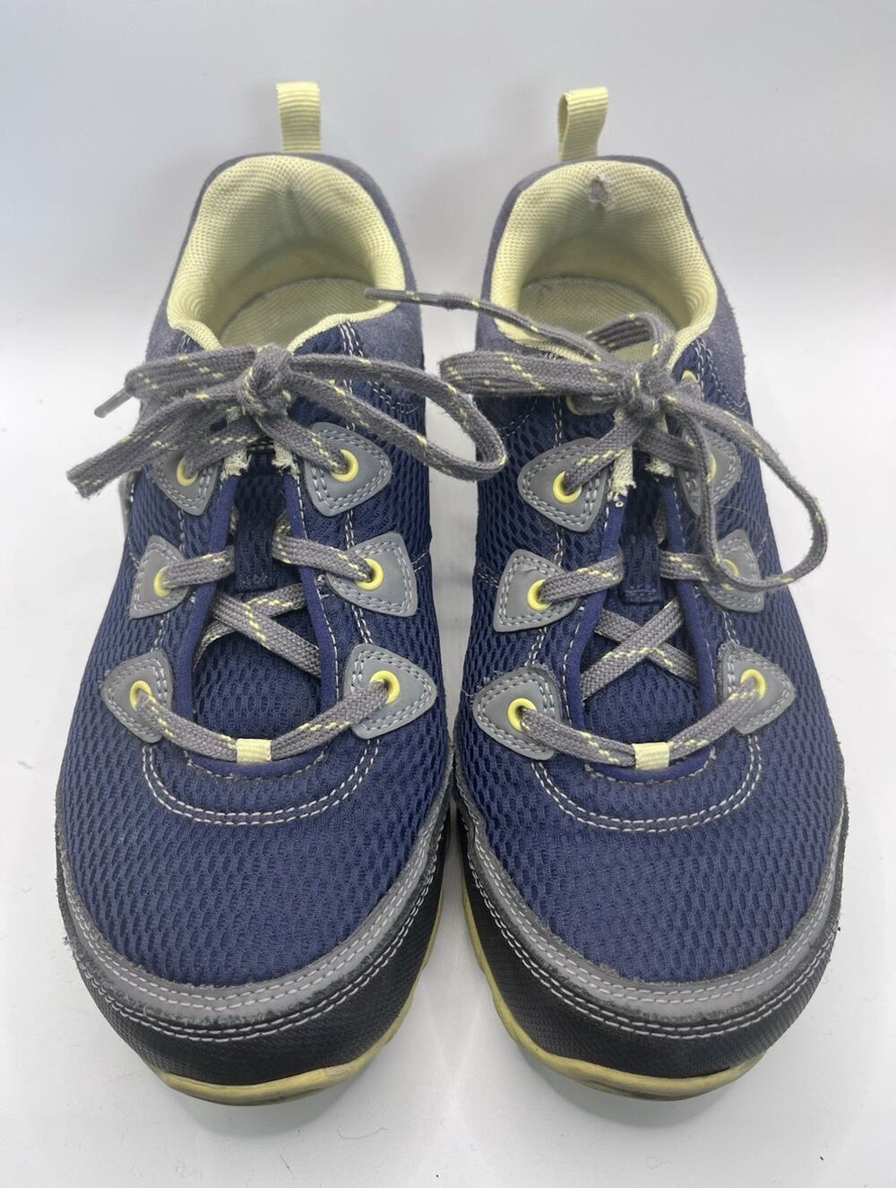 Ahnu Men's Hiking Shoes Blue/Gray Lace-Up US 7 Medium Vibram